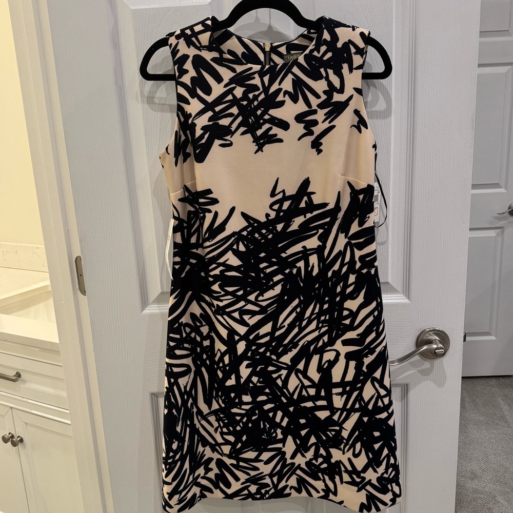 Taylor Navy and Cream Patterned Mini Dress